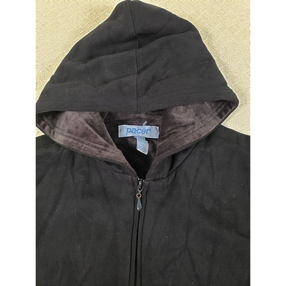 Pacer Jacket Womens Large PL Black Hooded Fleece-Lined Cotton Pockets Full-Zip - Picture 4 of 12
